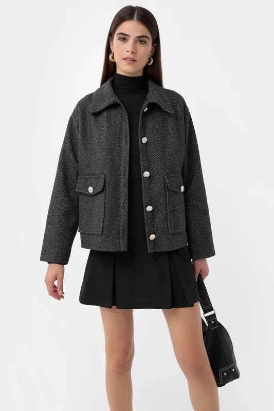 Patch Pocket Detailed Buttoned Jacket - Hiccup
