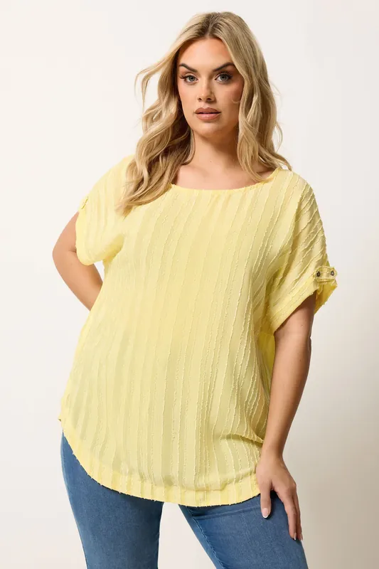 Textured Tab Sleeve Top - Yours