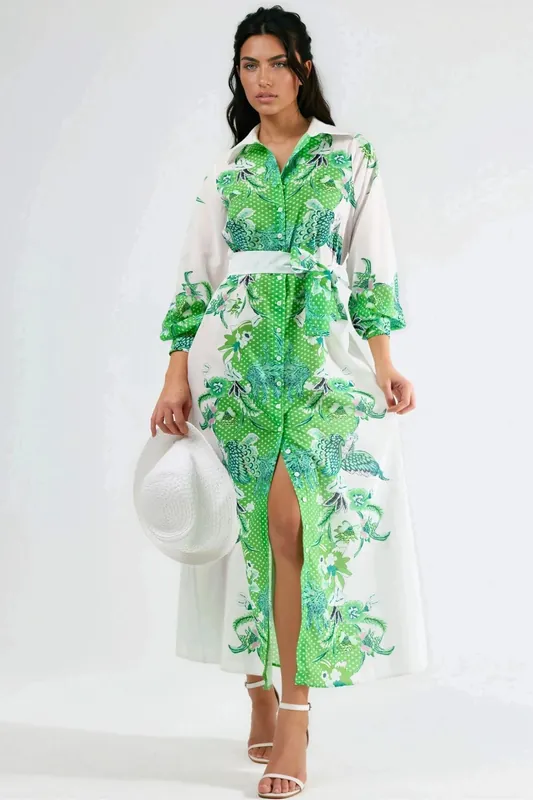 Floral Belted Midi Dress - MSN Collection