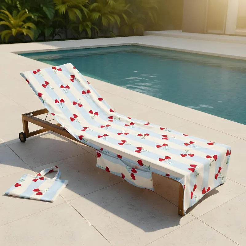 Heart Cherries Beach Towel with Bag Quick Dry Absorbent Travel Spa - OHS