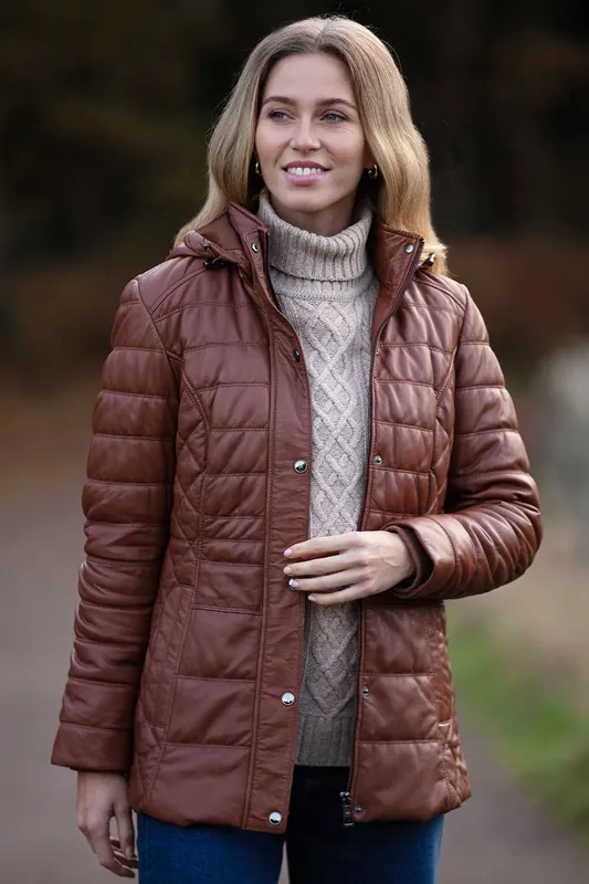 Walbusch' Genuine Leather Quilted Hooded Jacket - Ashwood Leather