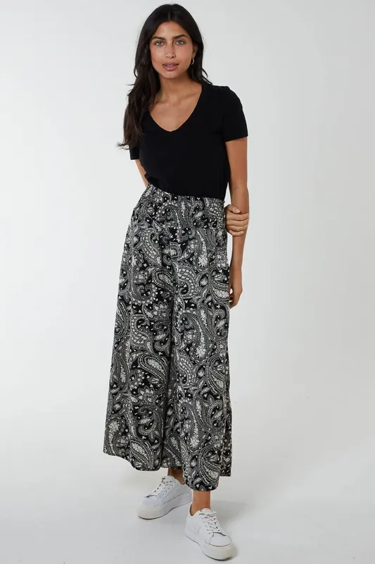 Shirred Wide Leg Trouser - Blue Vanilla