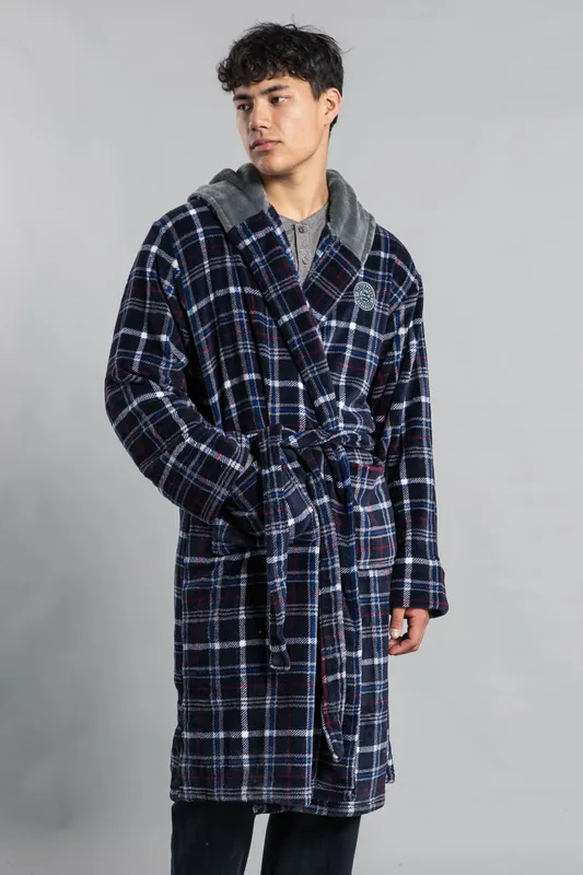 Hooded Check Dressing Gown - Tokyo Laundry