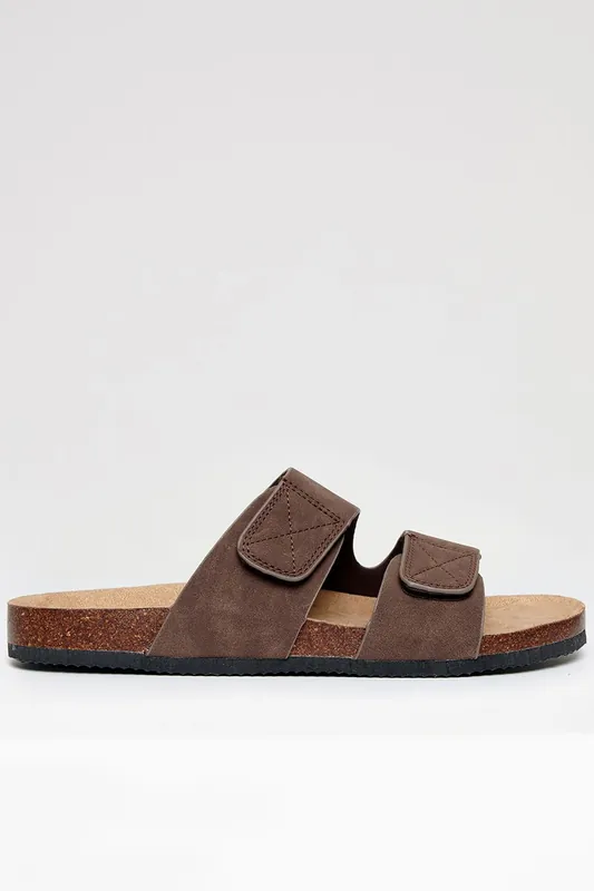 Faux Suede Two Strap Sandals - Threadbare