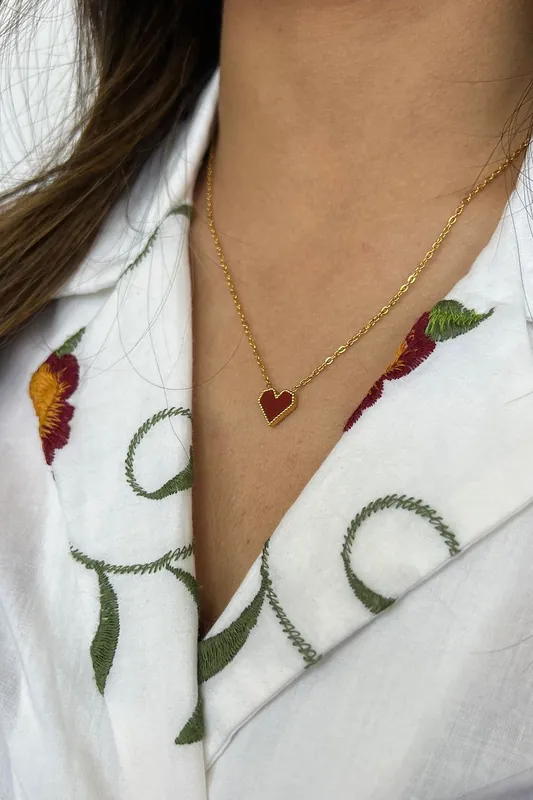 Cherry Red Heart Pendant Necklace - Gift Boxed