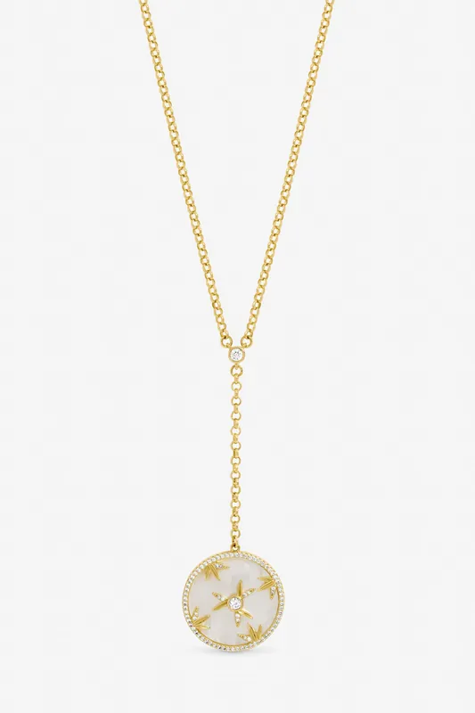 Gold Plated and Mother of Pearl Fan Pendant - Jon Richard