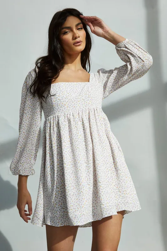 Square Neck Shift Mini Dress - Shnoo