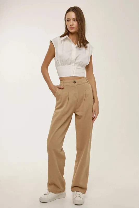 High Waist Pleated Trousers - Hiccup