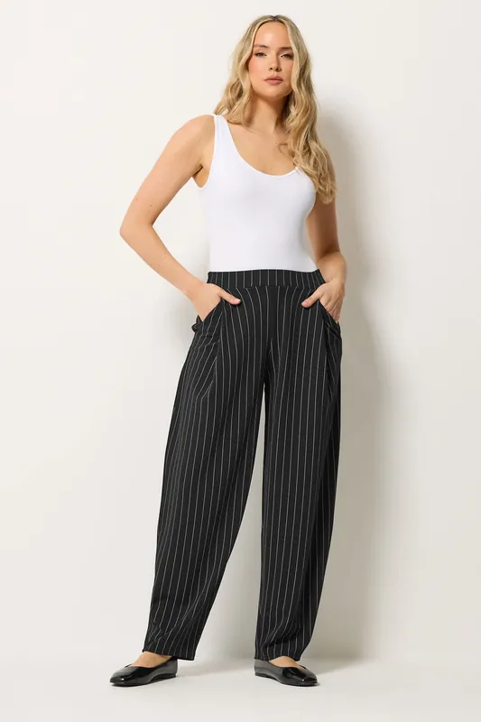 Tall Pinstripe Barrel Leg Trousers - Long Tall Sally