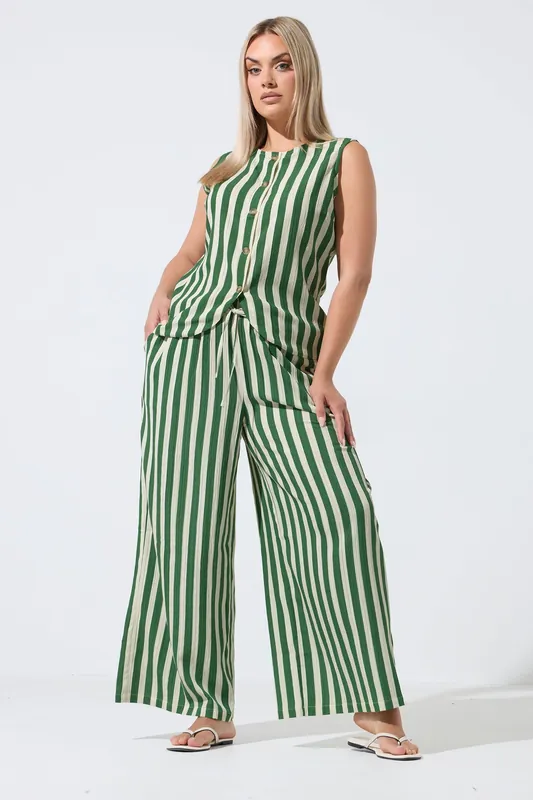 Stripe Wide Leg Trousers - Yours