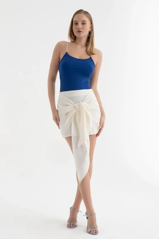 Satin High Waist Tie Up Mini Skirt - Hiccup