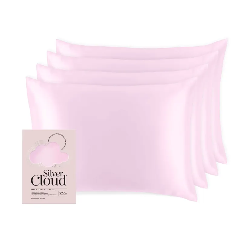 Silver Cloud Silver Ion Infused Satin Pillowcase Pink - 4 Pack
