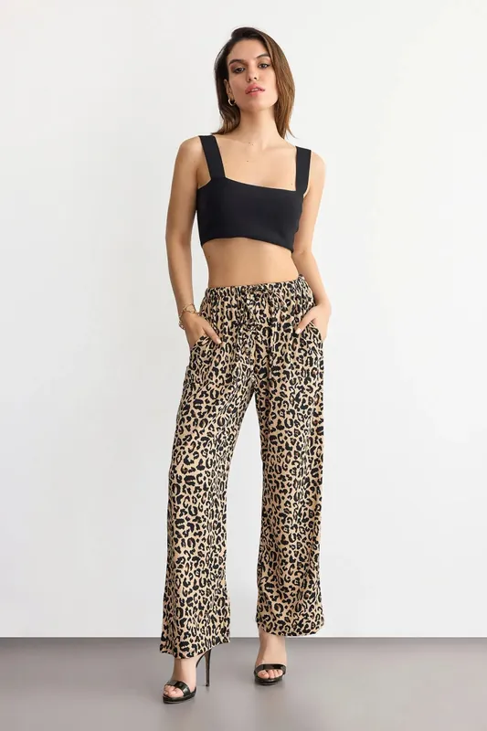 Animal Print Parachute Trousers with Drawstring - Hiccup