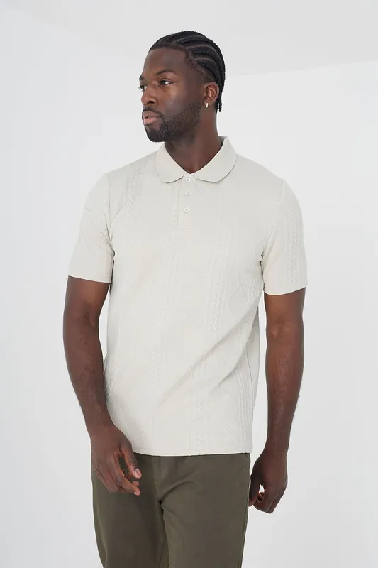 Short Sleeve Jacquard Polo Shirt - Brave Soul