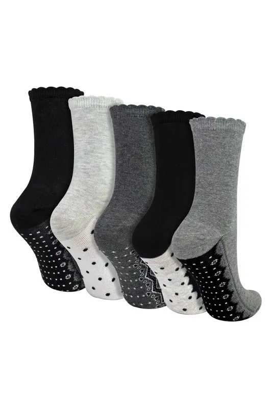 5 Pairs Lace Effect Footbed Socks - Soft Cotton Rich Everyday Socks