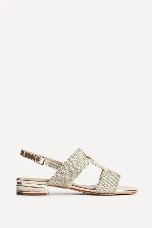 Reeva Gold Slingback Block Heel Sandals - Linzi