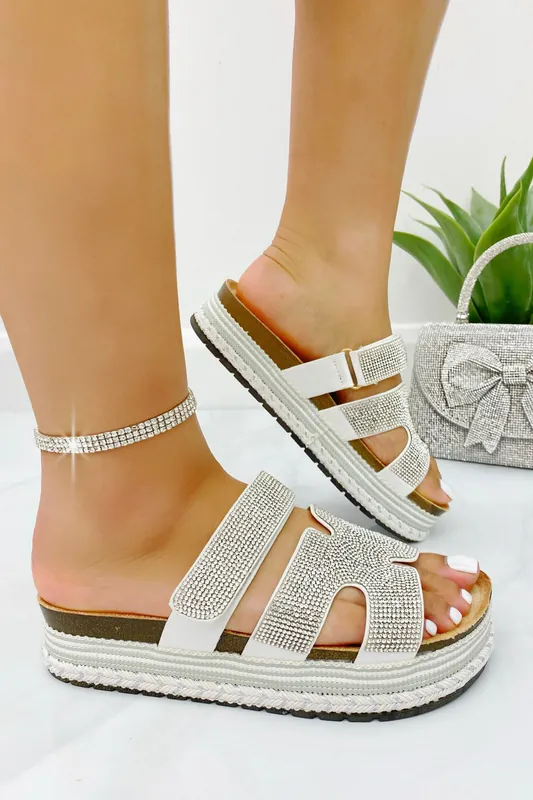 Crystal Luxe Double Strap Sliders - Love Lemonade