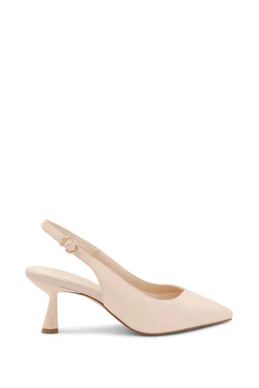 Kelsey' Faux Leather Block Heel Slingback Court Shoe - Paradox London