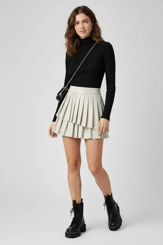 PU Pleated Belted - Mini - Tennis Skort