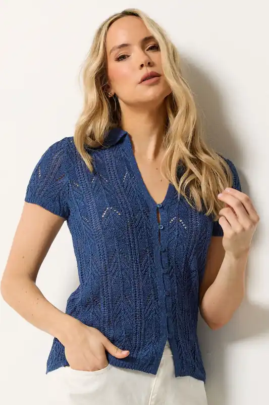 Tall Knitted Polo Cardigan - Long Tall Sally