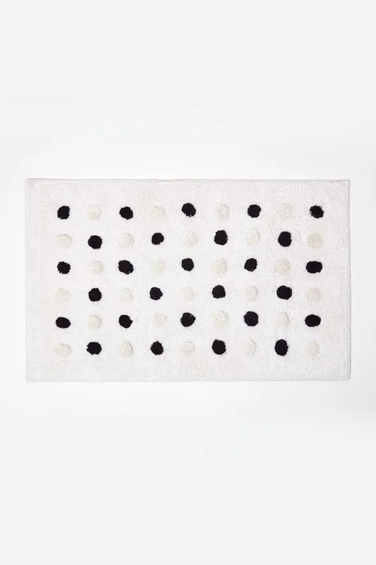 100% Cotton Bath Mat Tufted Polka Dot Design - Homescapes