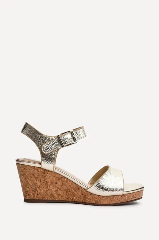 Sierra Gold Cork Platform Wedges - Linzi