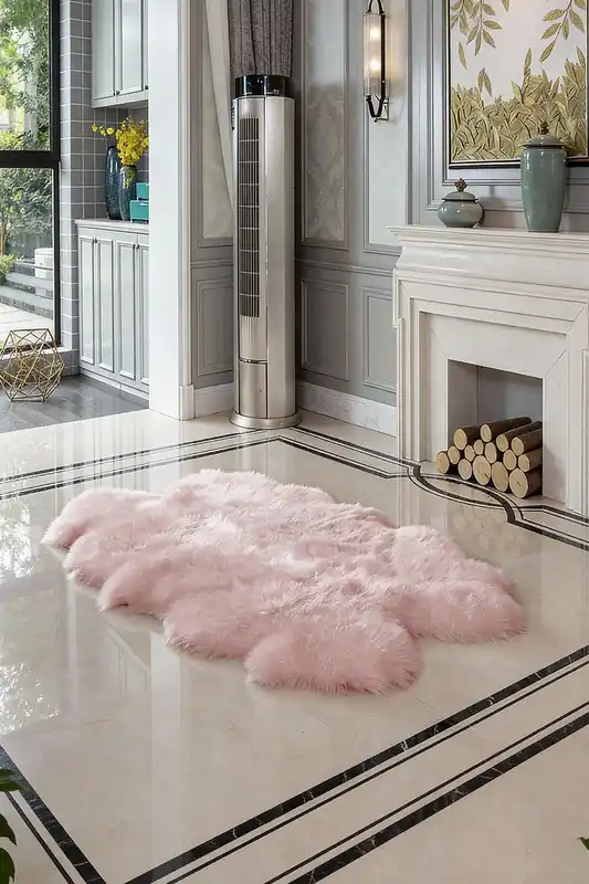 180Cm x 110Cm Ullin Handmade Shag Cowhide Pink Rug - Living and Home