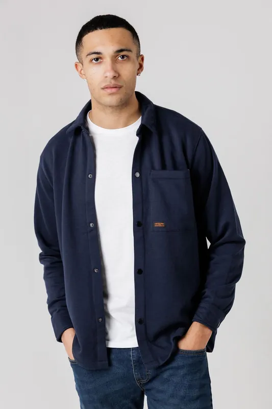 Cotton Blend Brush-Back Fleece Long Sleeve Shirt