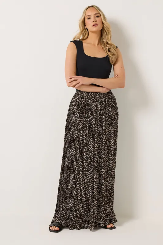 Tall Leopard Print Pleated Maxi Skirt - Long Tall Sally