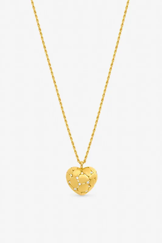 Gold Plated Satin Heart Pendant - Jon Richard