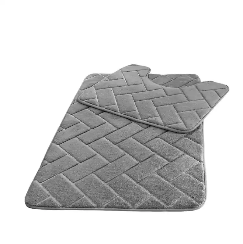 Memory Foam Blocks Anti Slip Bath Mat Set 2 Piece - HomeSpace Direct