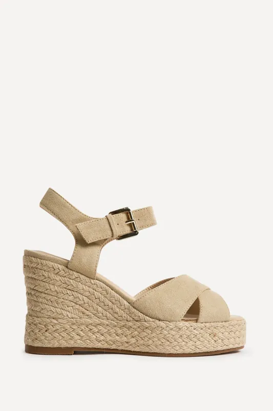 Noah Nude Crossover Wedge Sandals - Linzi