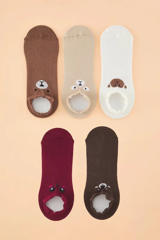 5 Pack Cotton Printed Knit Ankle Socks - WOVCOR