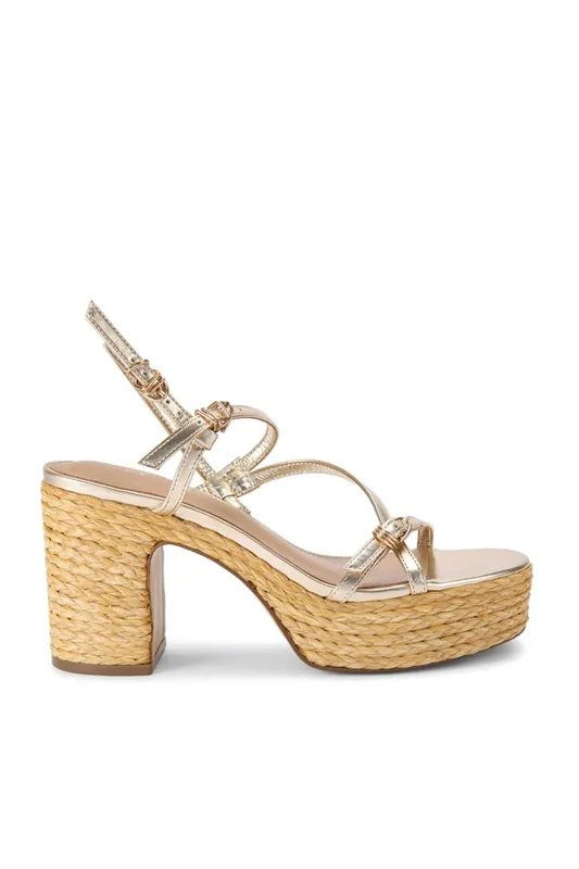 Jayce Gold Raffia' Sandals - STEVE MADDEN