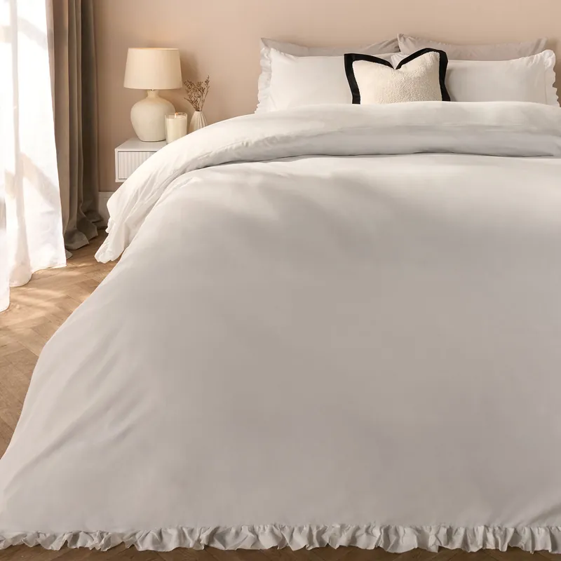 Frill Edge Decor Duvet Cover with Pillowcase Bedding Set - OHS