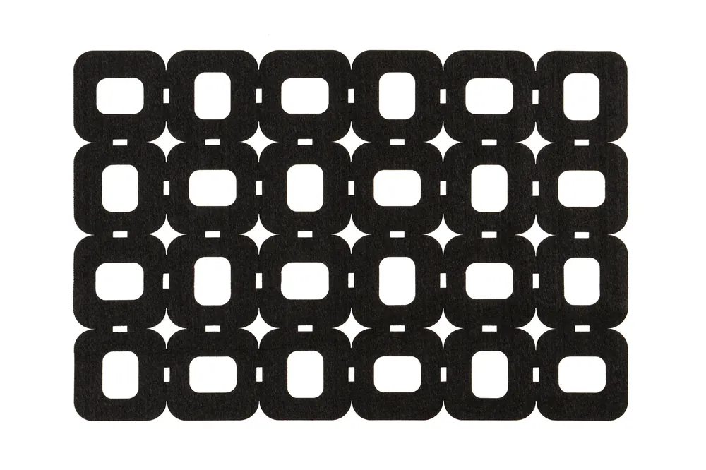 Set of Two Black Felt Block Design Placemats, Durable Heat-Resistant Table Mats for Dining