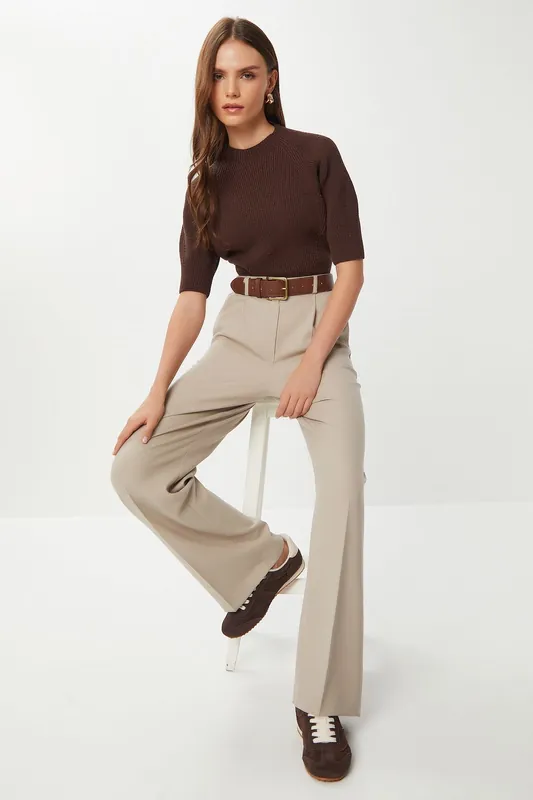 Pleated Straight Leg Pants - Happiness Istanbul