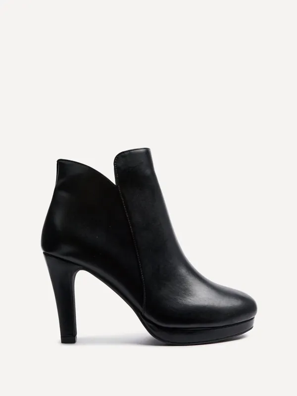 Layara Black Faux Leather Small Platform Ankle Boot - Linzi