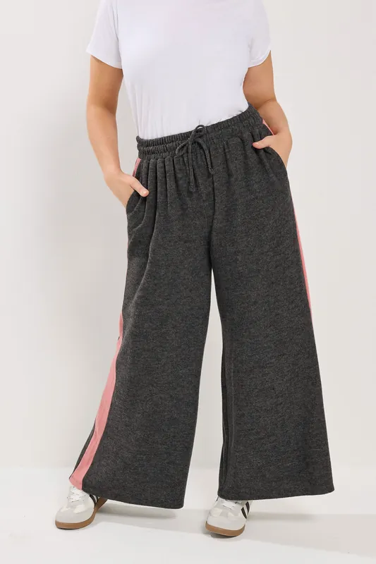 Side Stripe Wide Leg Trousers - Yours