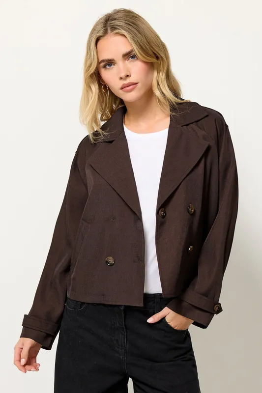 Petite Cropped Trench Duster Coat - PixieGirl