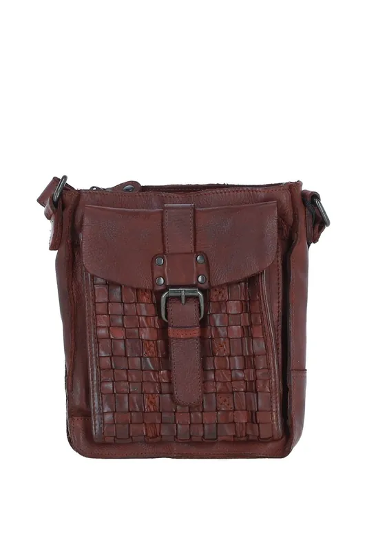 'Tramonto' Vintage Woven Leather Crossbody Bag - Ashwood Leather