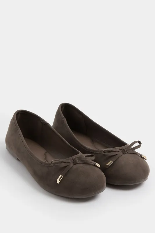 Faux Suede Ballerina Pumps In Wide E Fit & Extra Wide EEE Fit - Yours