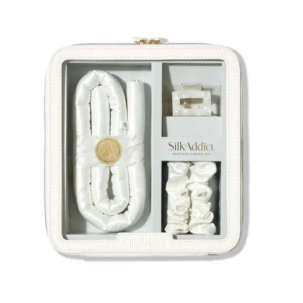 100% Mulberry Silk Heatless Curlers Set - Ivory