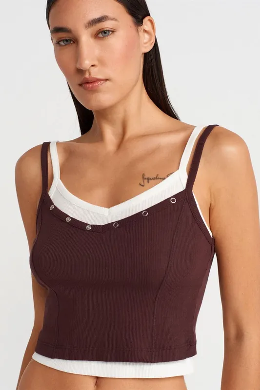 Women’s Cotton Ribbed Color-Block Crop Cami