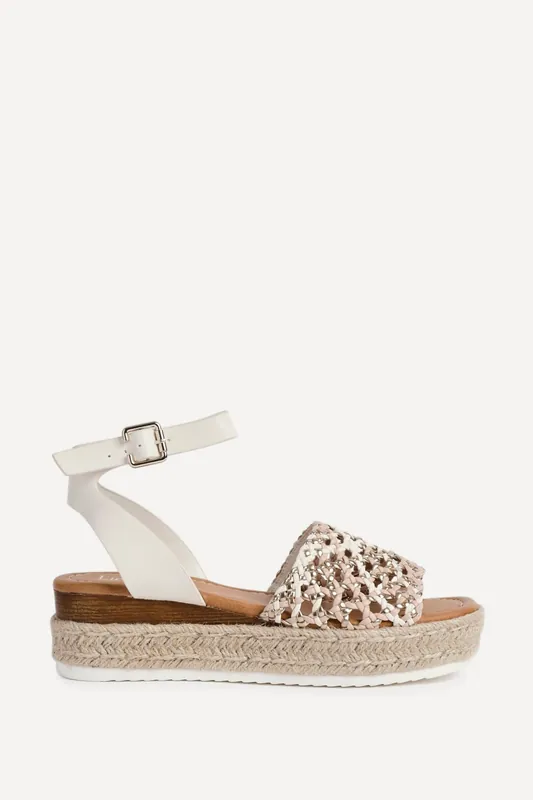 Sundown Beige Espadrille Flatform Sandals - Linzi