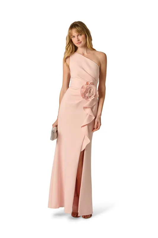 Scuba Rosette Long Gown - Adrianna Papell