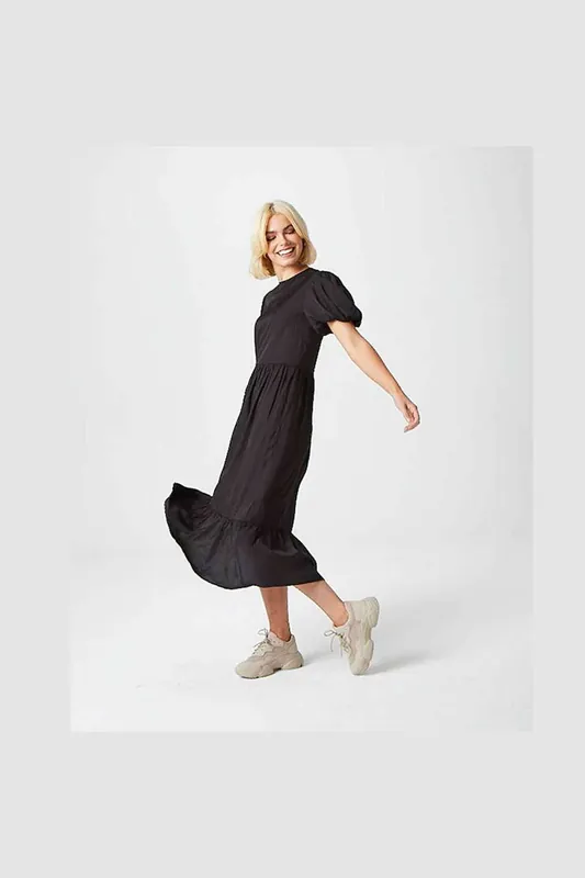 Lillian Puff Sleeve Relaxed Mid Dress - Urban Bliss