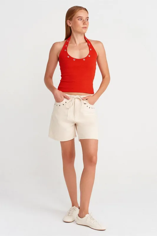 Women’s Cotton Denim Shorts With Drawstring Waist - Dilvin
