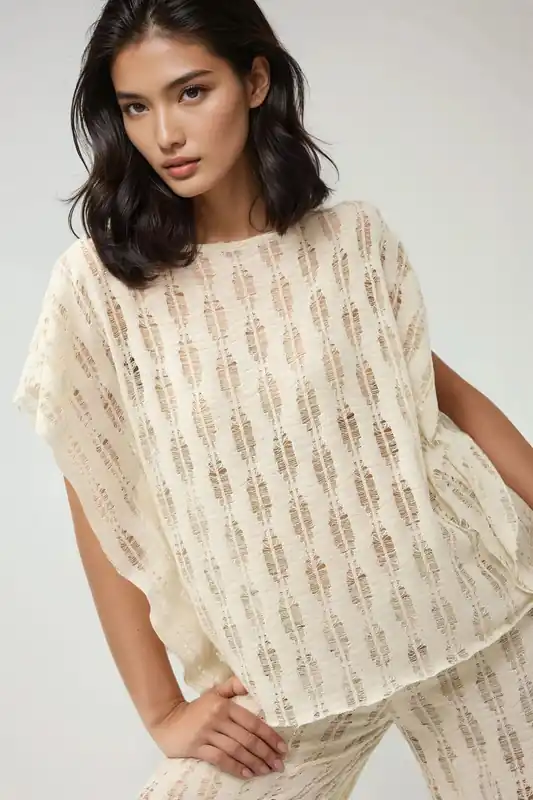 Boat Neck Destroyed Knit Top Pika Collection - Hiccup