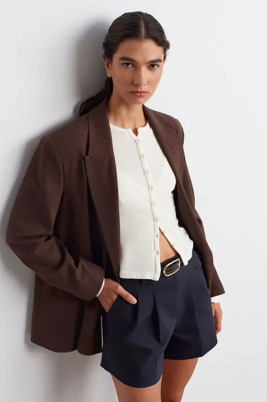 Ribbed Button-Front Cardigan